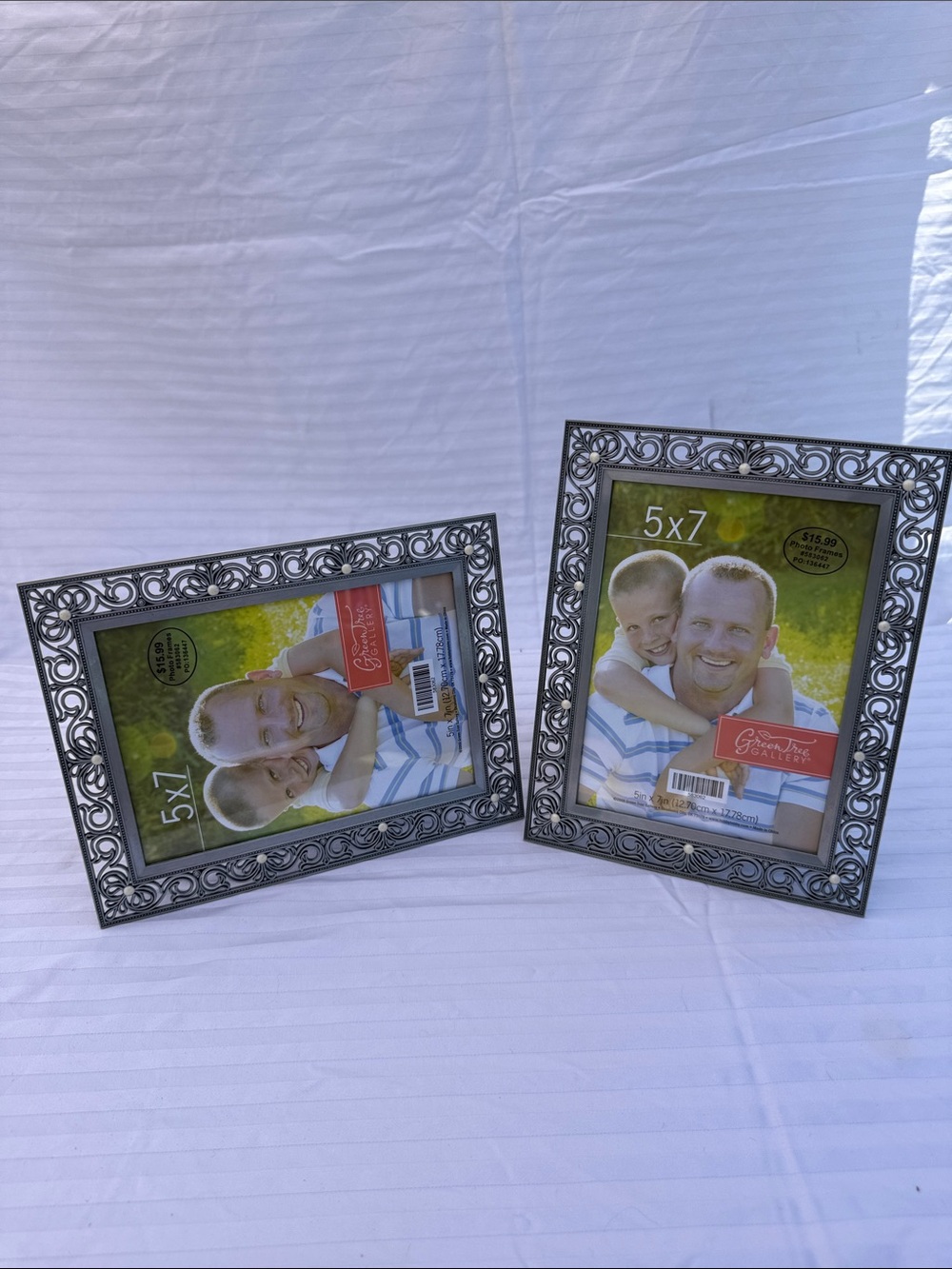 Metal Filigree 5x7 Picture Frame Set in Silver - Elegant Scroll Design